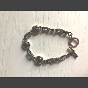 Silver/gold two toned metal toggle bracelet